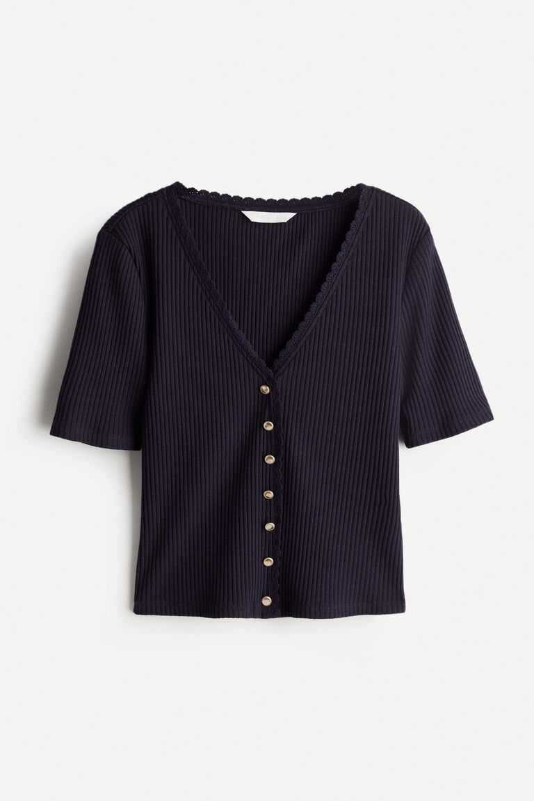 Sleeveless Ribbed Button-Front Top