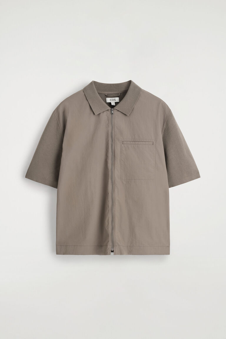 NYLON-PANELLED KNITTED SHIRT