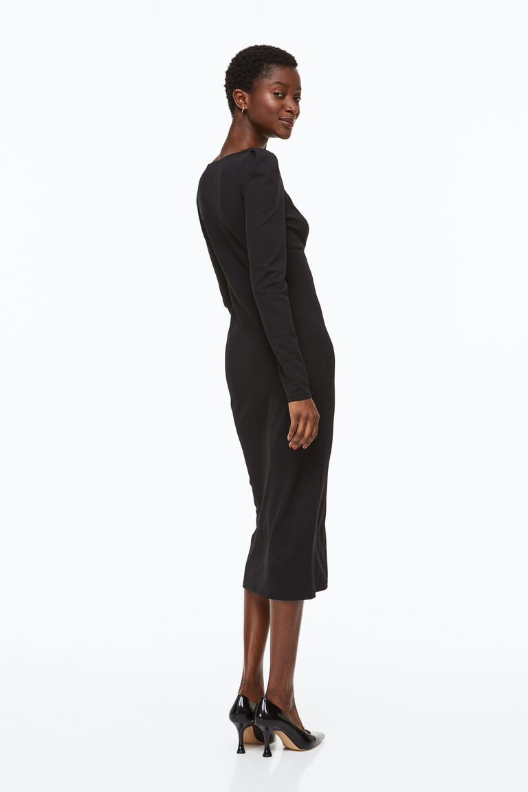 Black Solid Cut Out Bodycon Dress