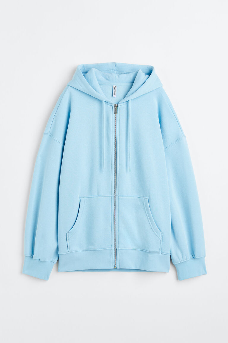 Men Blue BEYOND TOMORROW Oversized Zipper Hoodie