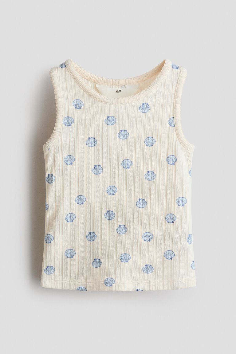 Pointelle jersey vest top