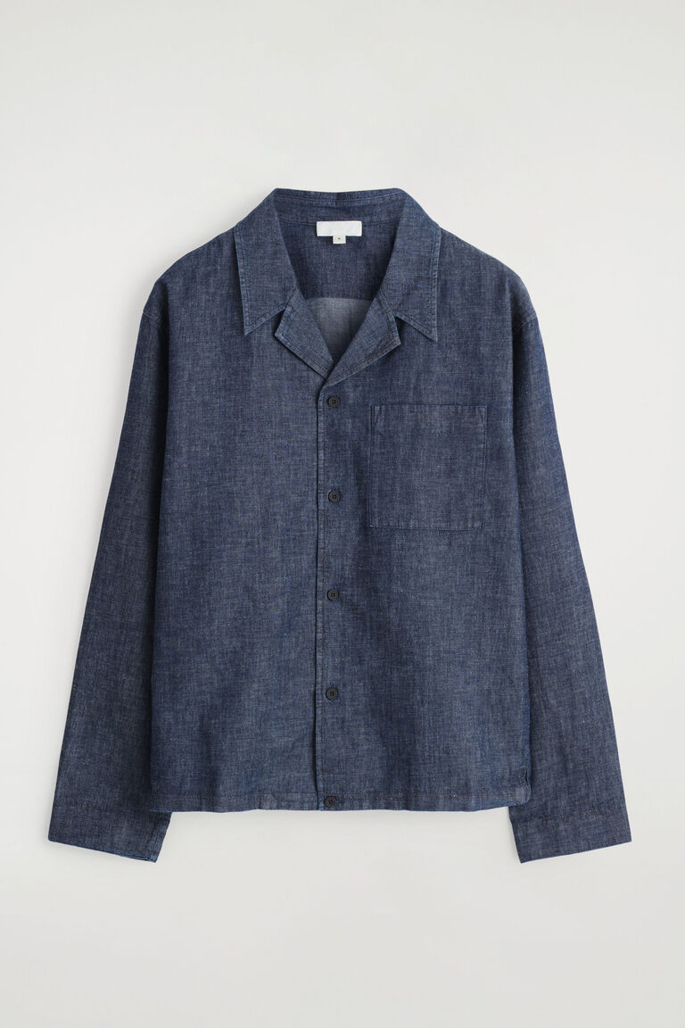 CAMP-COLLAR DENIM OVERSHIRT