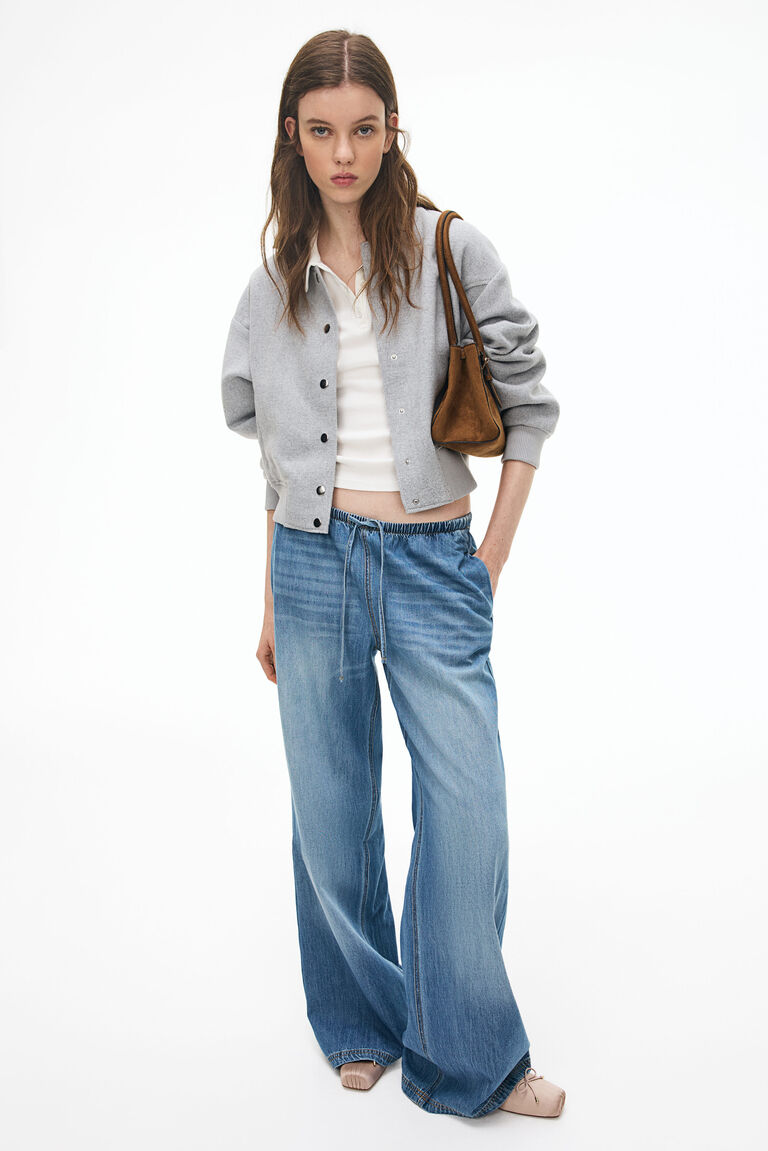 Denim drawstring trousers