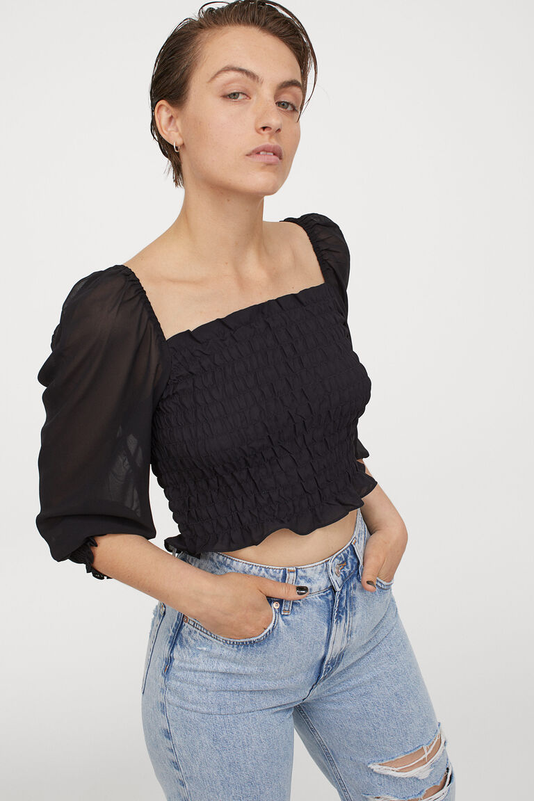 short smocked blouse h&m