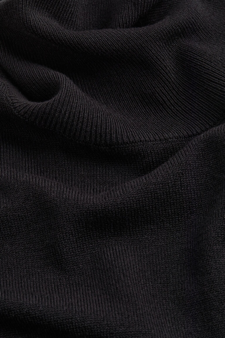 black fine knit polo neck