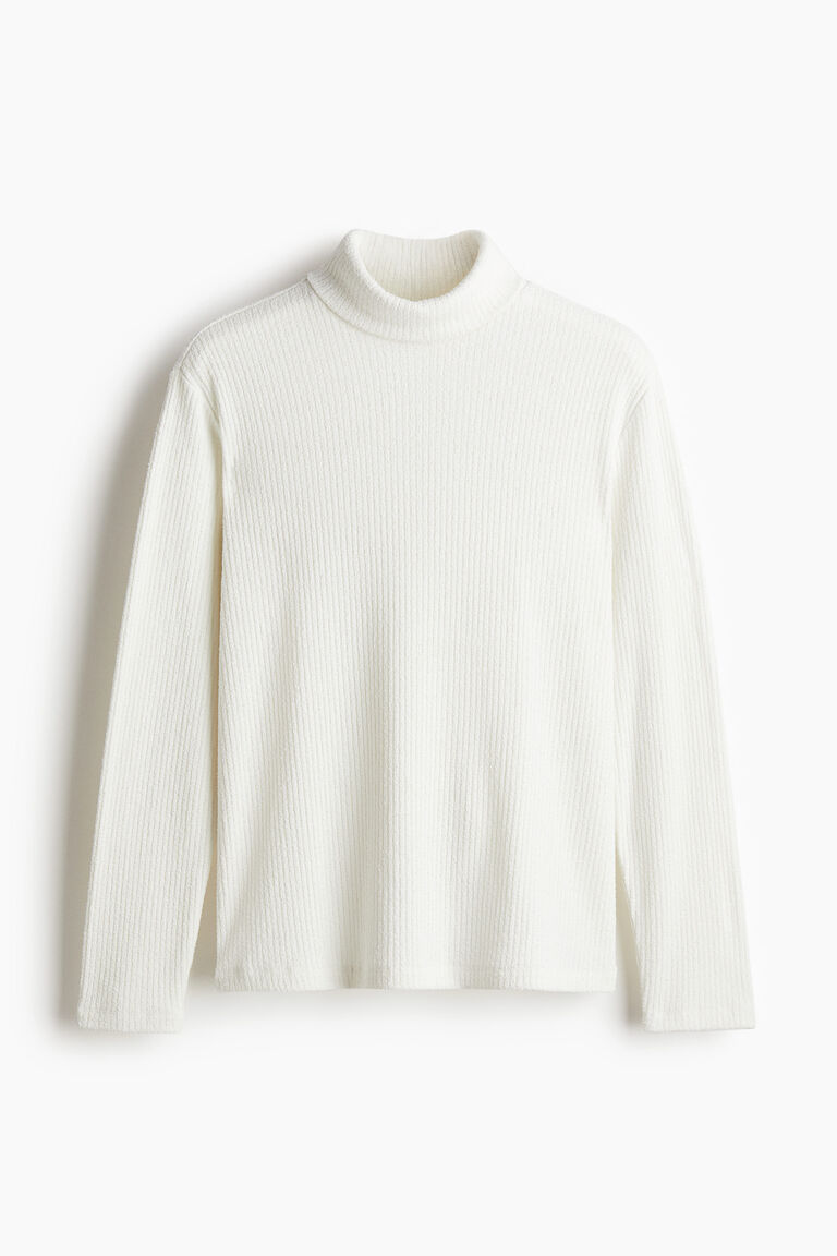 Regular Fit Ribbed polo-neck jumper