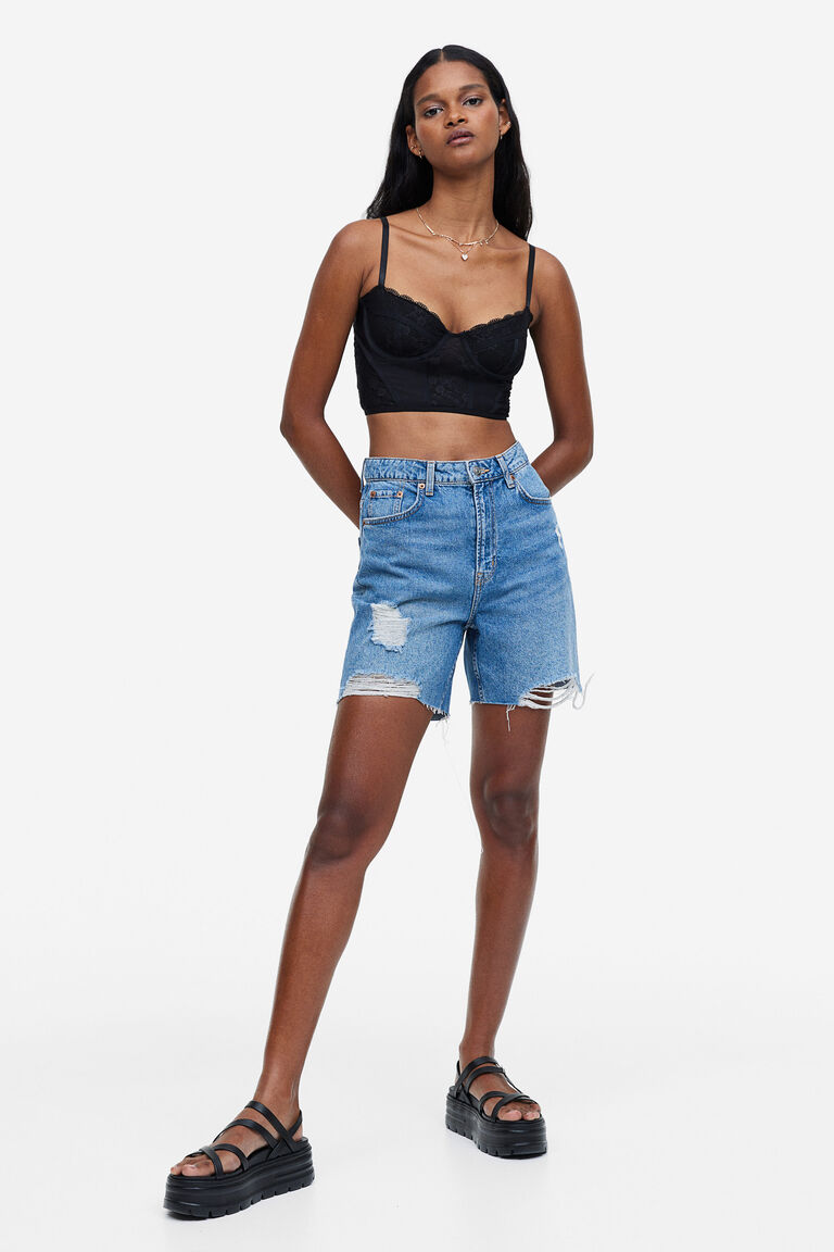 Lacedetail mesh bustier top