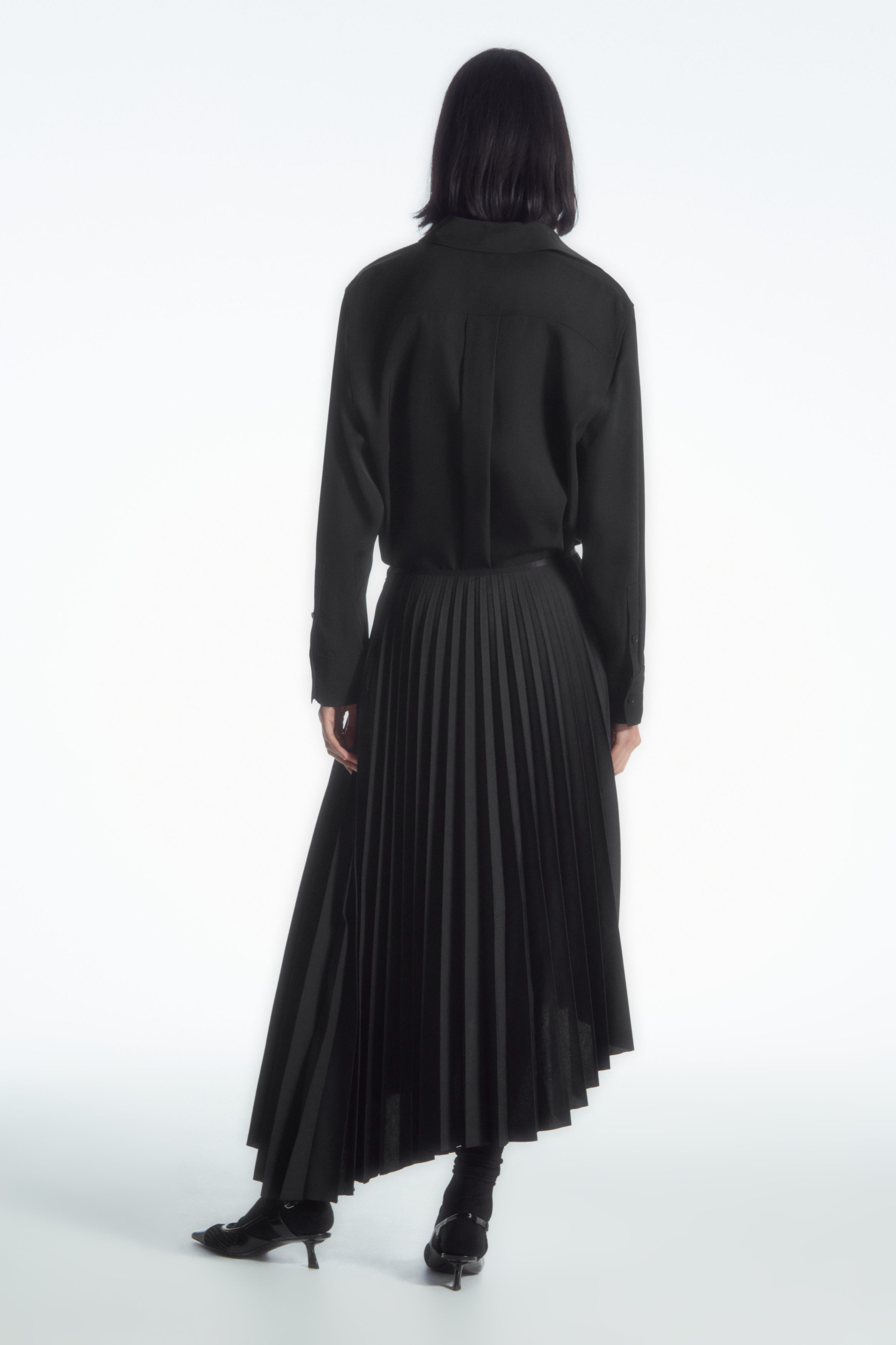 ワンピース PHILOSOPHY Women Mid Skirts C A0491 2105 Black ASYMMETRIC PLEATED MIDI SKIRT - BLACK | COS