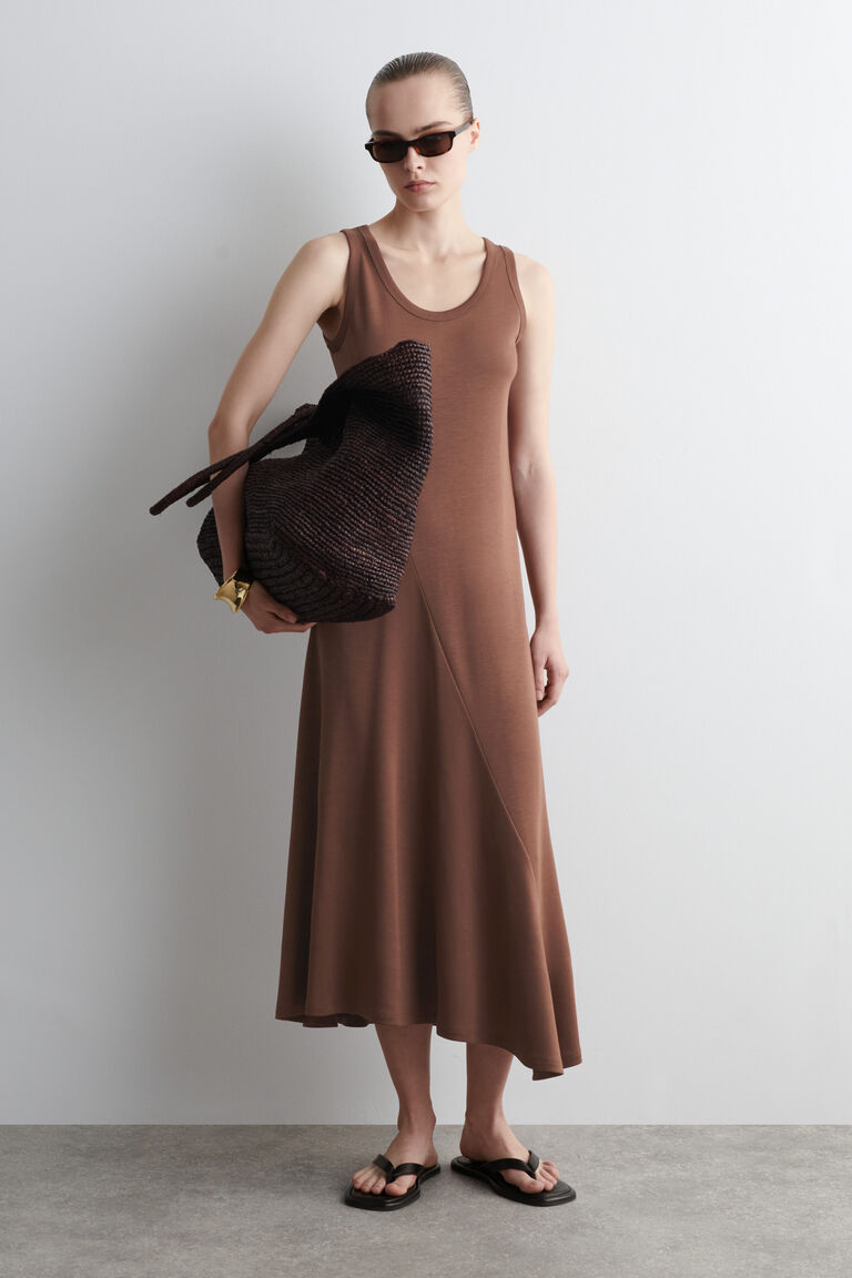 ASYMMETRIC JERSEY MIDI DRESS