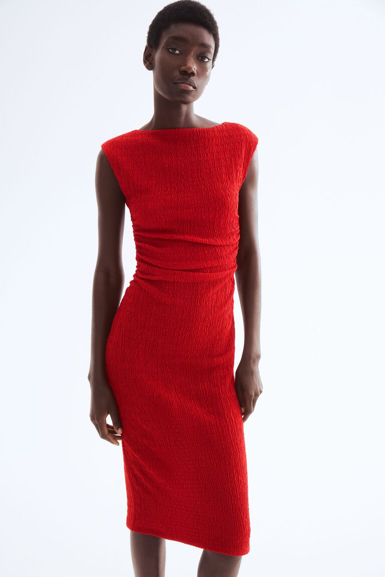 hm draped bodycon dress and pleats on one THE ARCHIVES DROP 5 Womens burgundy leather dress Color:Spotted Leopard