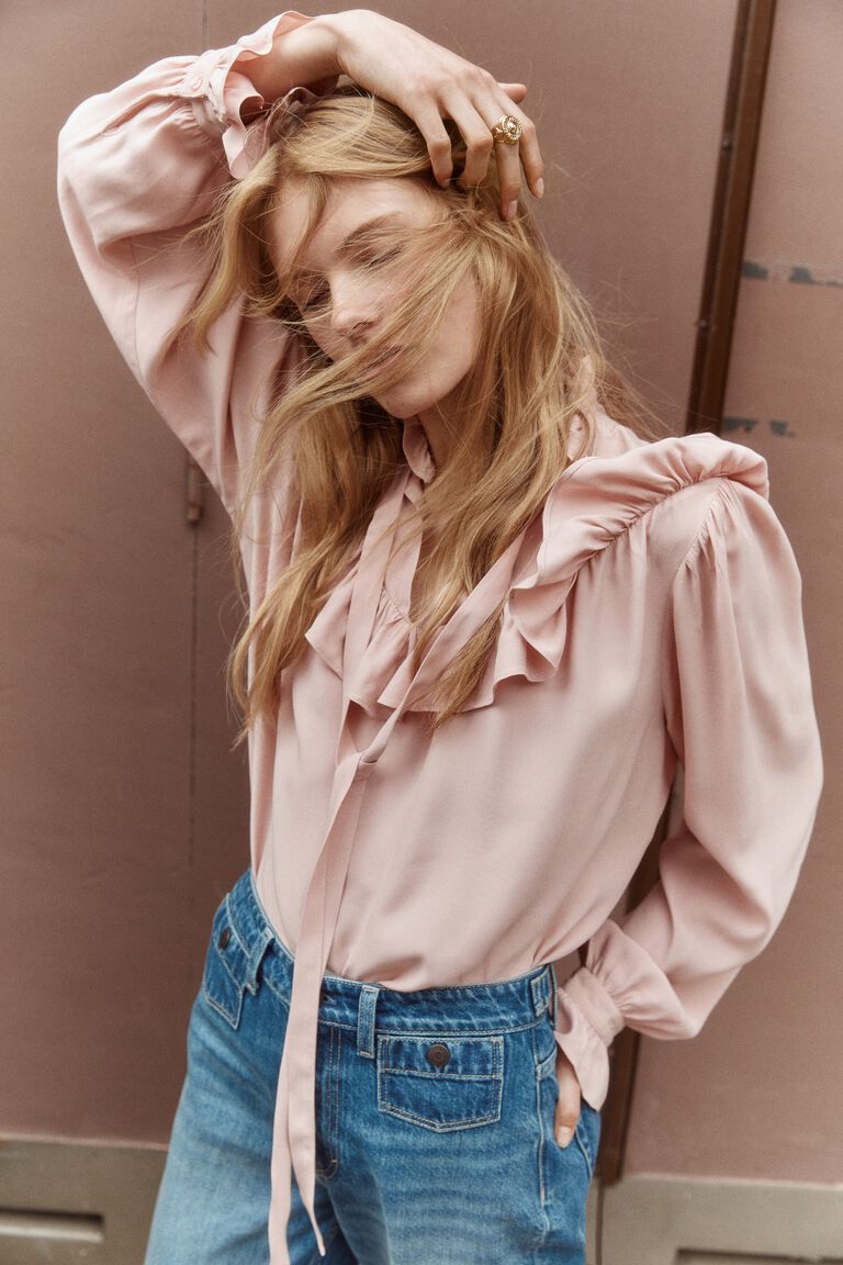 Frill-trimmed blouse