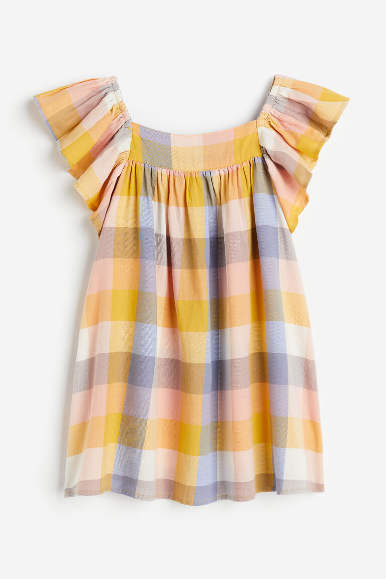 Butterfly Sleeve Viscose Maxi Dress Yellow Patterned