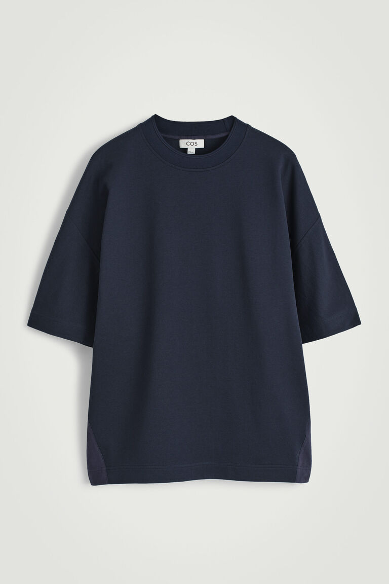 เสื้อยืดแขนสั้น ผ้าฝ้าย ต่อลาย โอเวอร์ไซส์