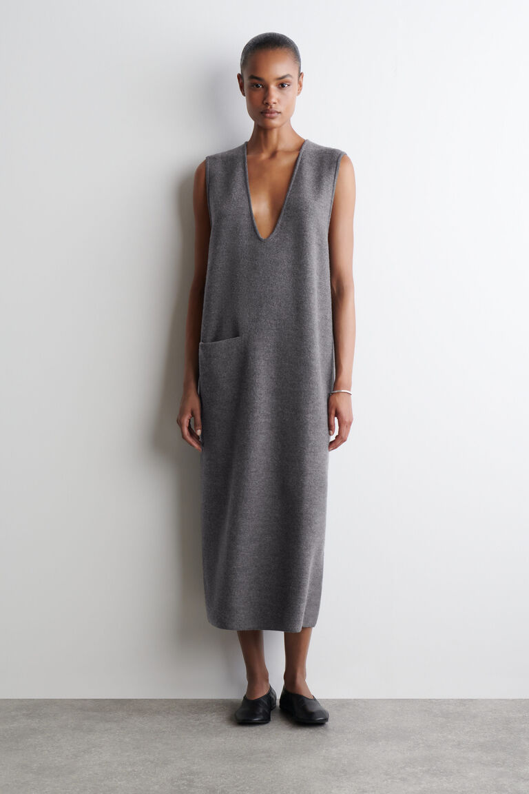 BOILED-WOOL MIDI DRESS