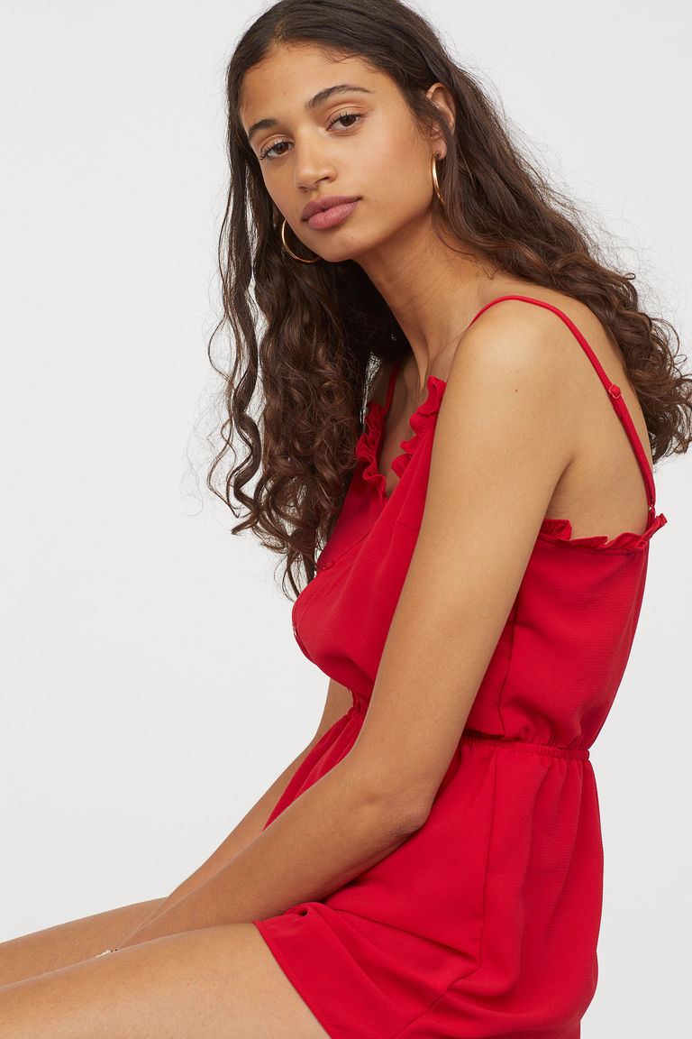 red frill playsuit