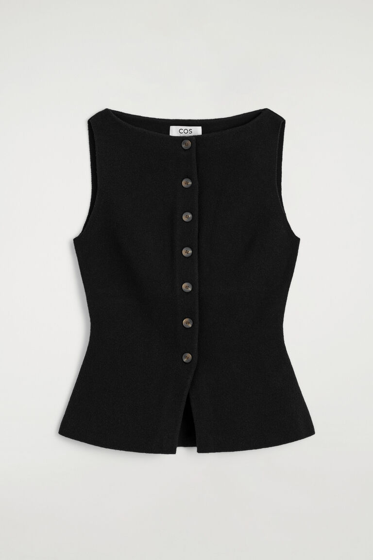 COTTON-BLEND CREPE WAISTCOAT