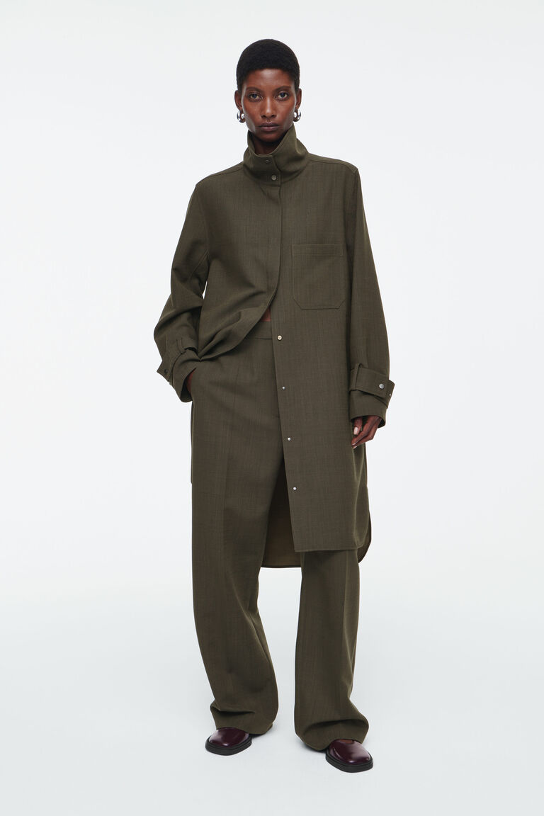 OVERSIZED WOOL-BLEND SHIRT DRESS