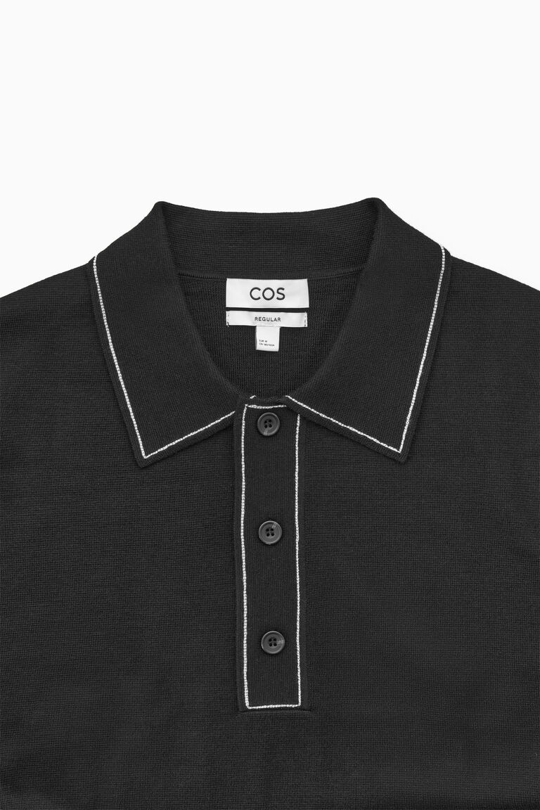 CONTRAST-STITCH WOOL POLO SHIRT