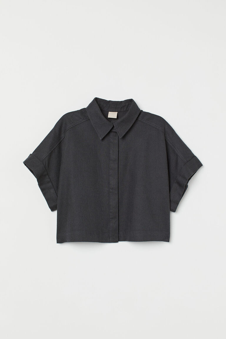 Cropped linenblend shirt
