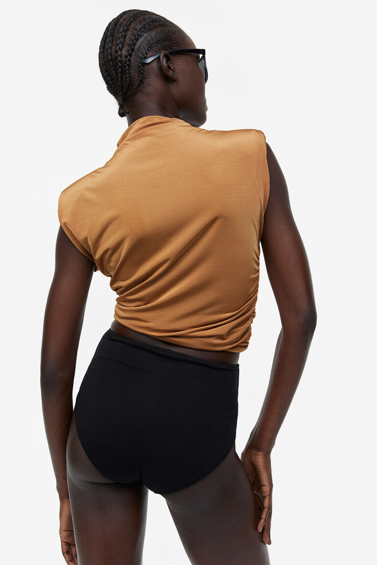 Draped shoulderpad top