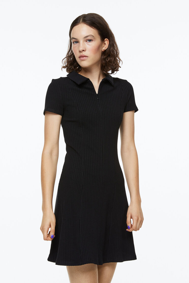 Collared ribbed dress