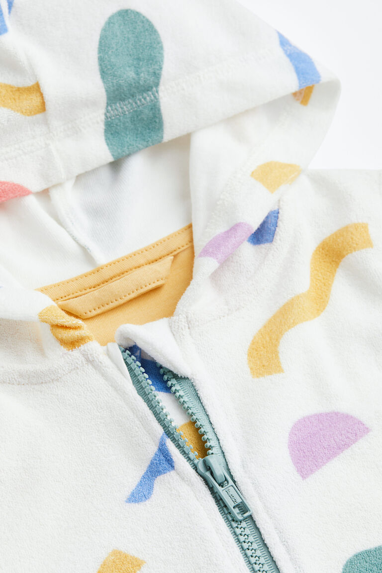 Patterned terry dressing gown