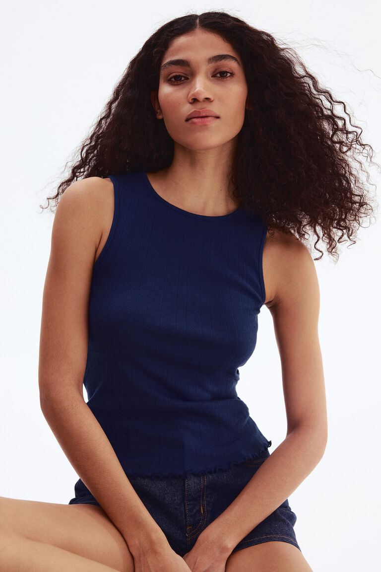 Pointelle-knit cotton top