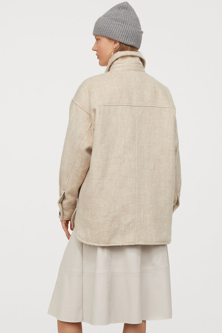 h and m wool blend shirt jacket
