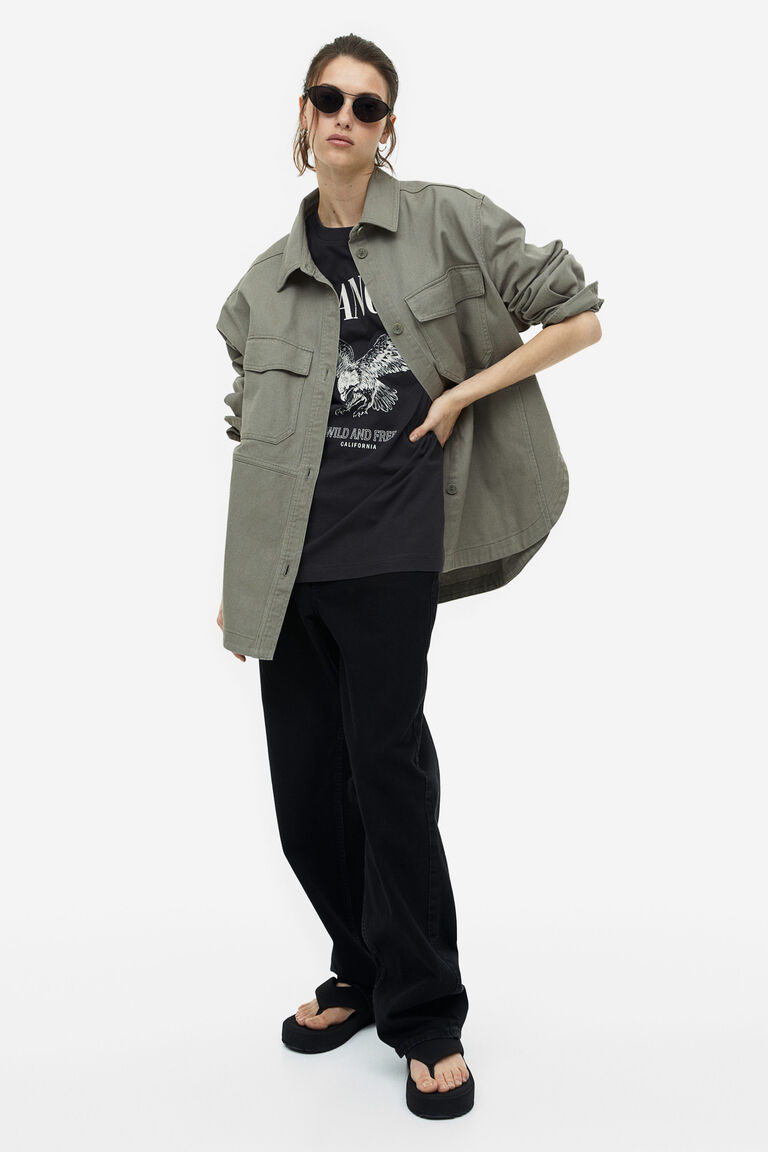 Men Embroidery Oversized Tee - Black - SM2602026D main image 1