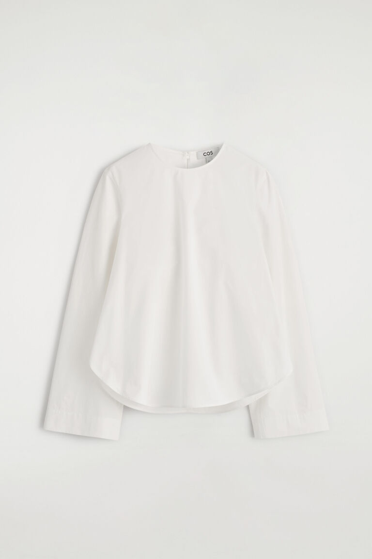 CURVED-HEM COTTON BLOUSE