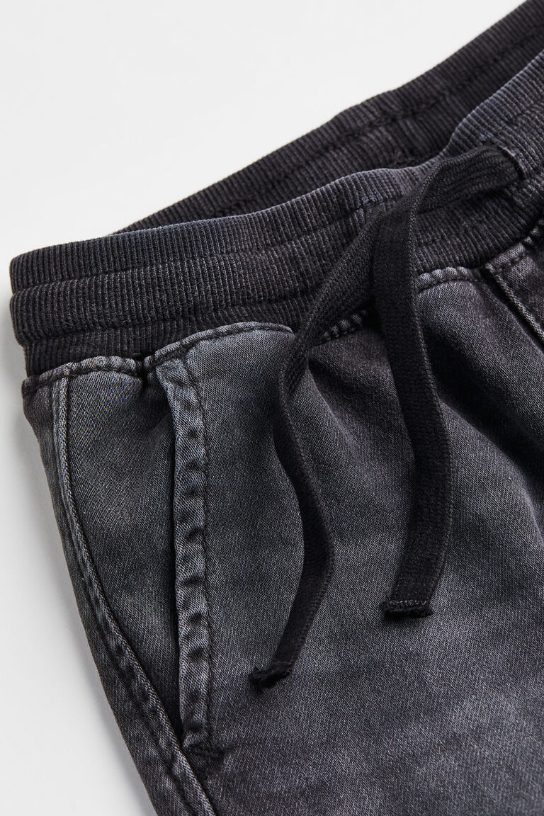 Babyhug Full Length Washed Denim Joggers With Stretch & Patch Detailing - Black main image 1