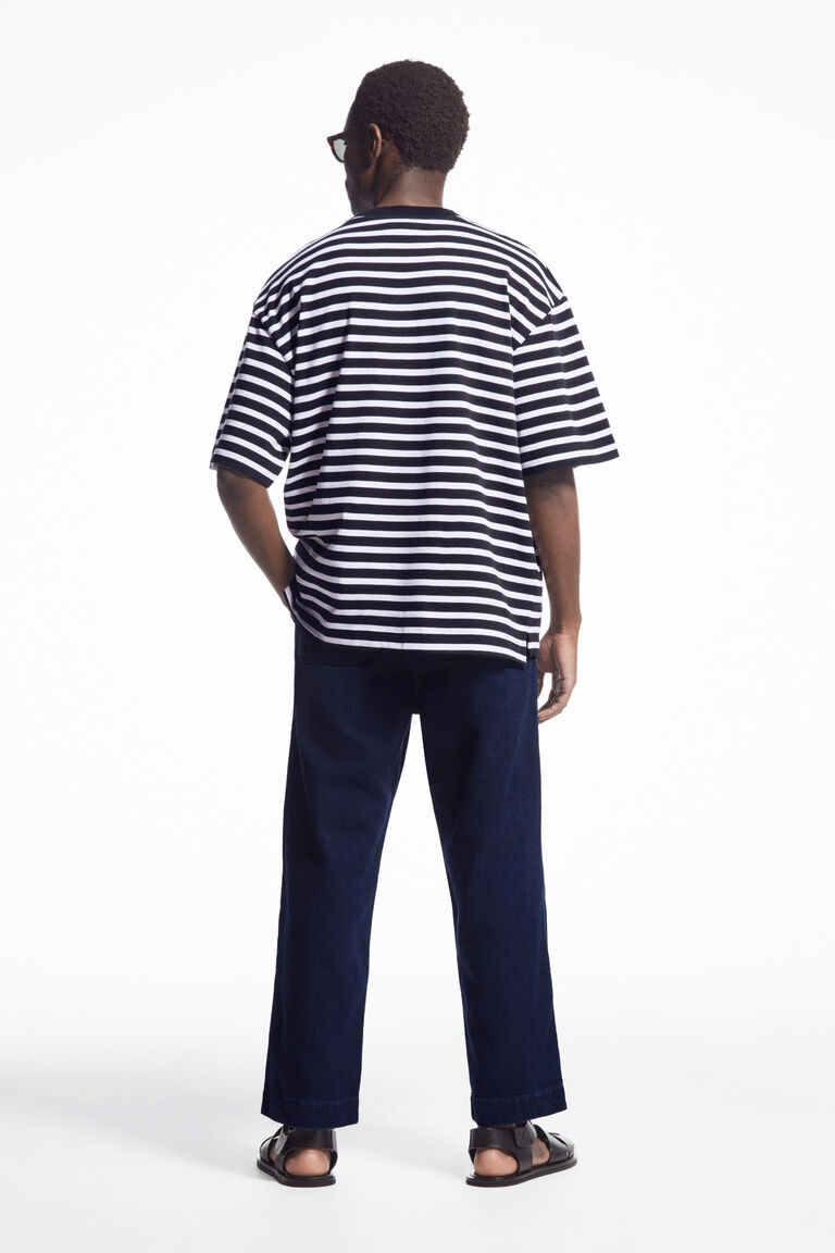 OVERSIZED HEAVY DUTY STRIPED COTTON T-SHIRT