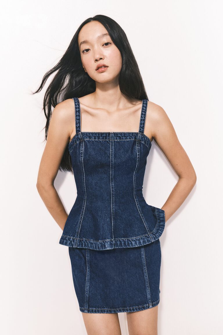 Denim peplum top