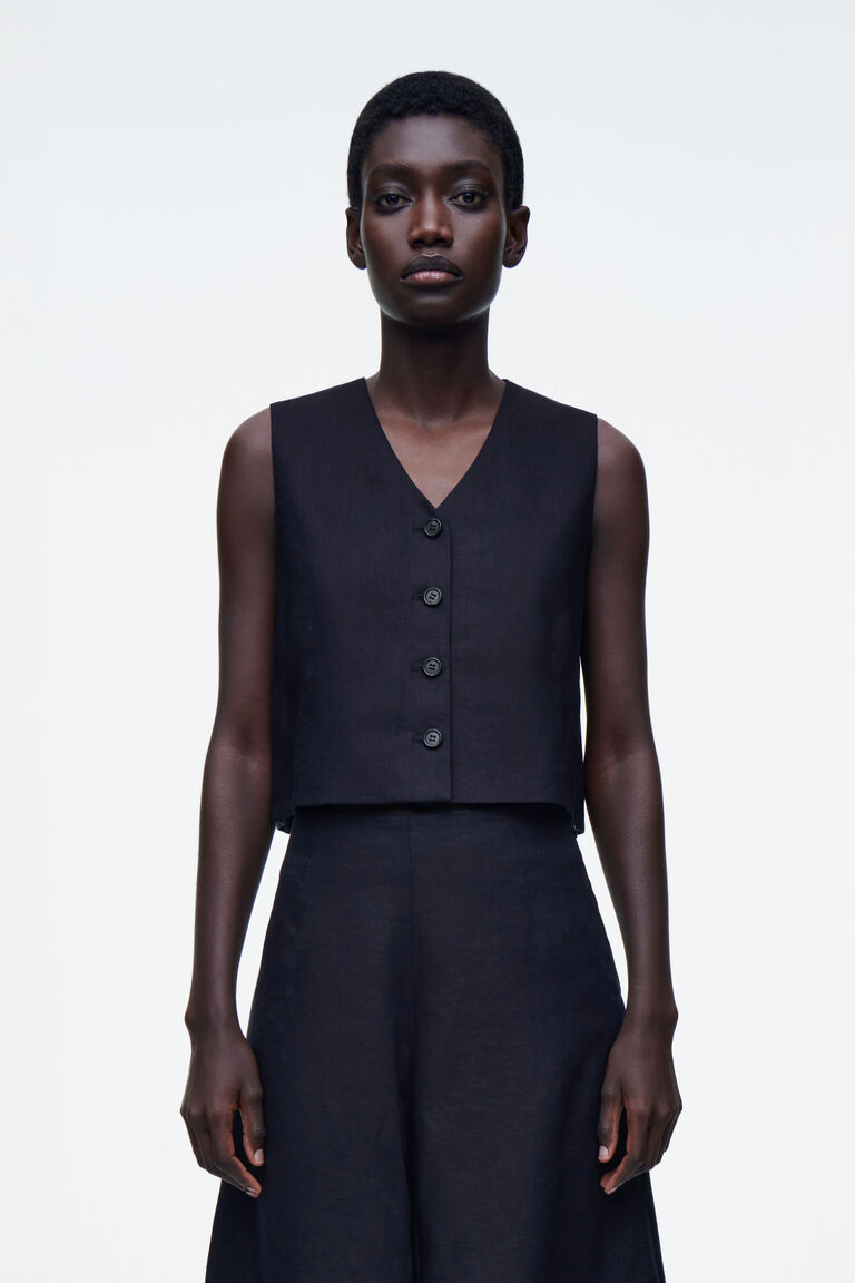 CROPPED LINEN WAISTCOAT
