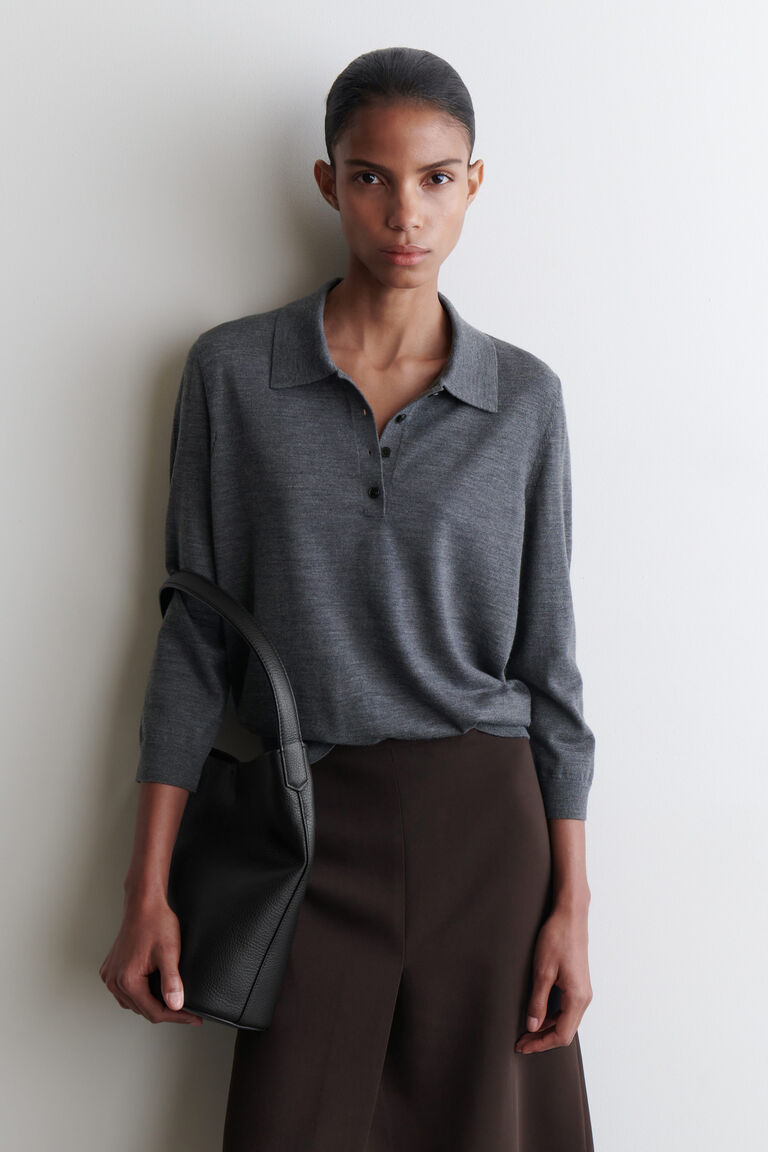 MERINO WOOL POLO JUMPER