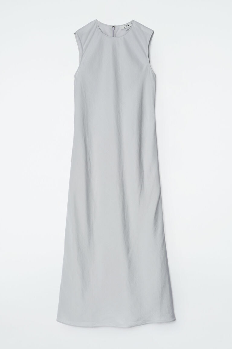 BIAS-CUT LINEN-BLEND MIDI DRESS