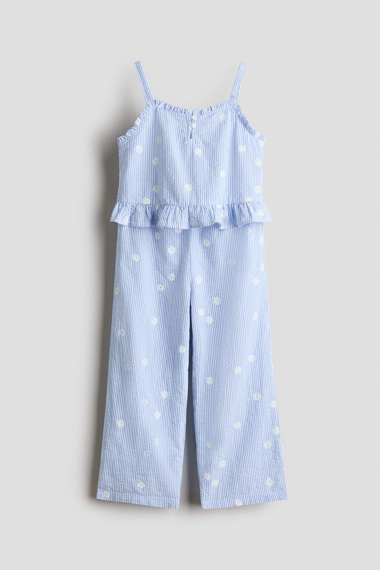 2-piece frill-trimmed seersucker set