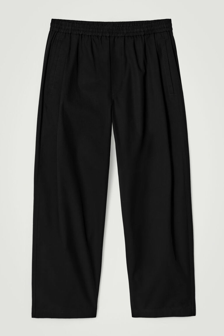 CROPPED ELASTICATED WIDE-LEG TROUSERS