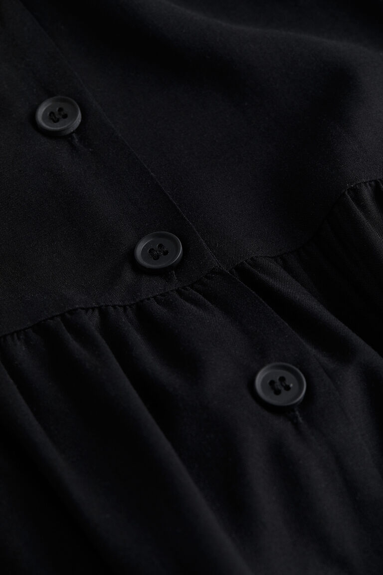 Overlap Hem Button Front Dress