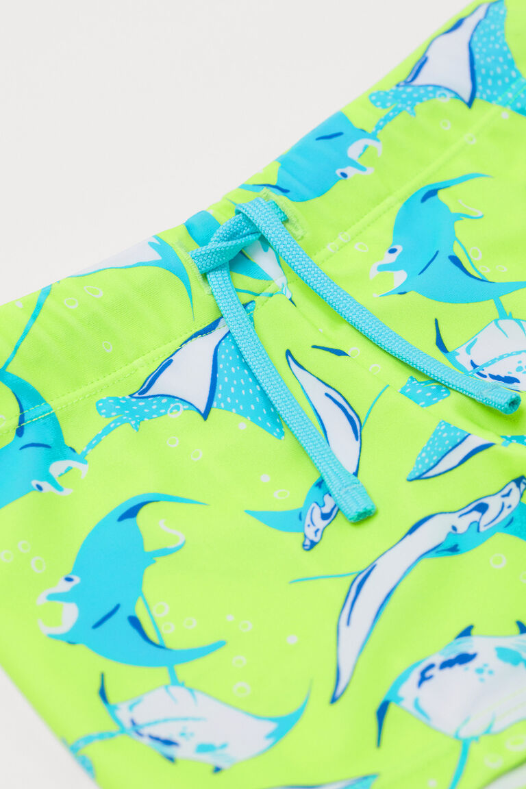 Patterned swimming trunks