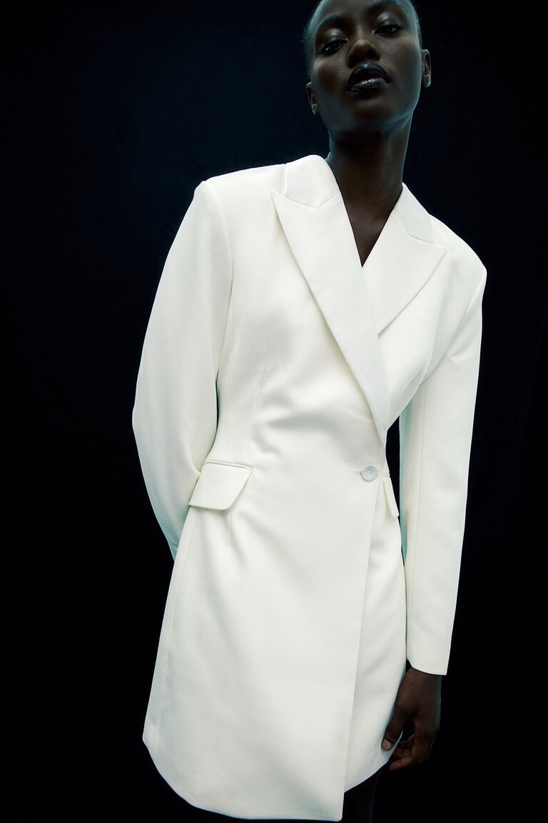white fitted blazer dress Elvira Mini Dress - Ivory | Shop Blazer Dresses main image 0