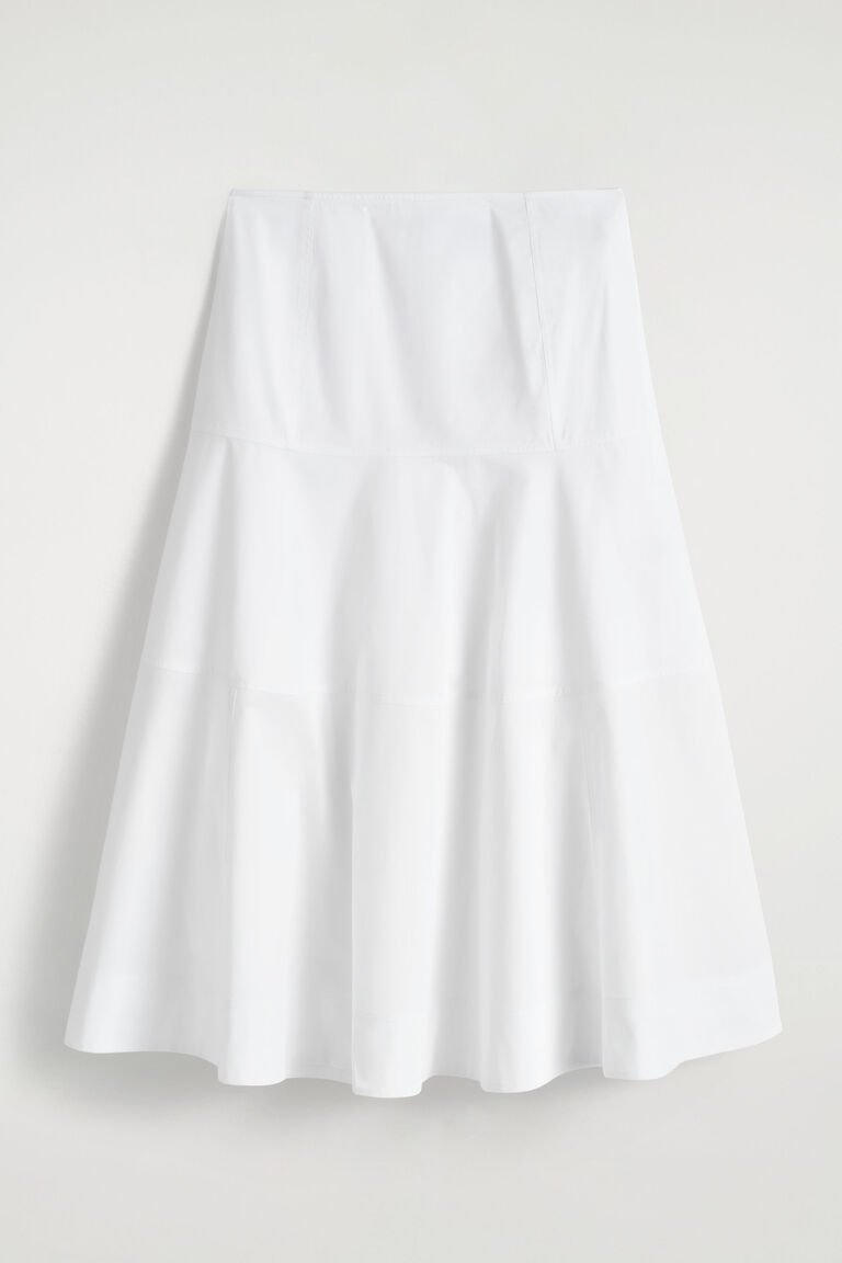 PANELLED COTTON MIDI SKIRT