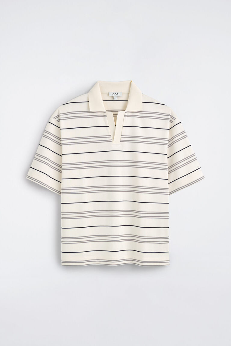 เสื้อโปโลคอปกเปิดลายทาง