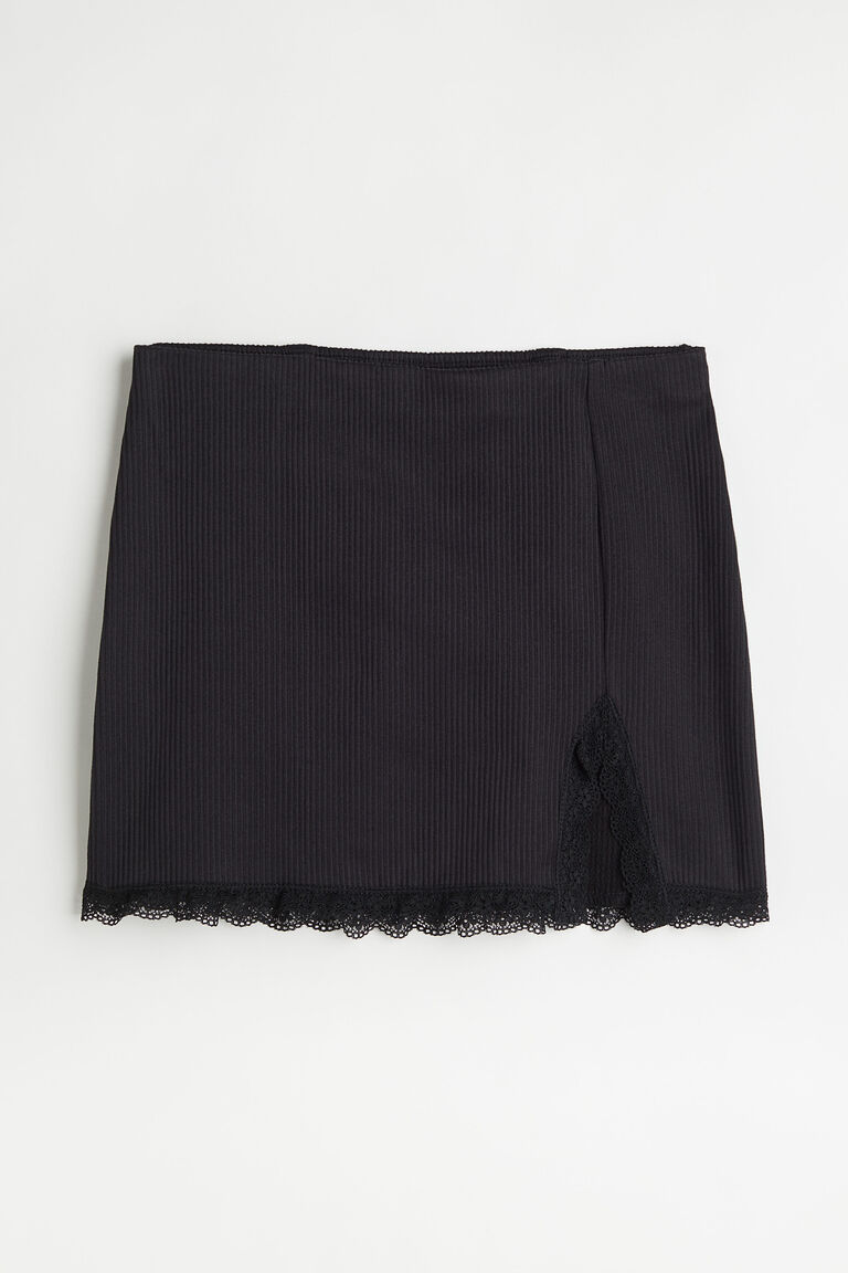 Hip Detail Lace Trim Skirt