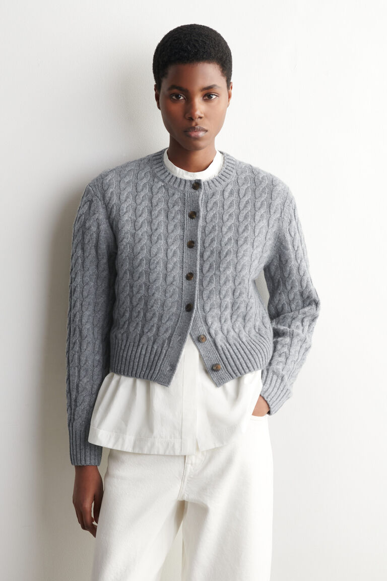 NO RETURN & EXCHANGE - CABLE-KNIT MERINO WOOL CARDIGAN