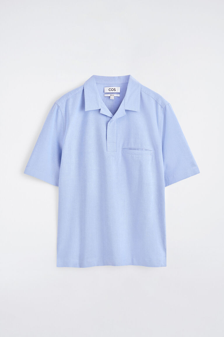 เสื้อเชิ้ตป๊อปโอเวอร์ผ้าฝ้ายอ็อกซ์ฟอร์ด