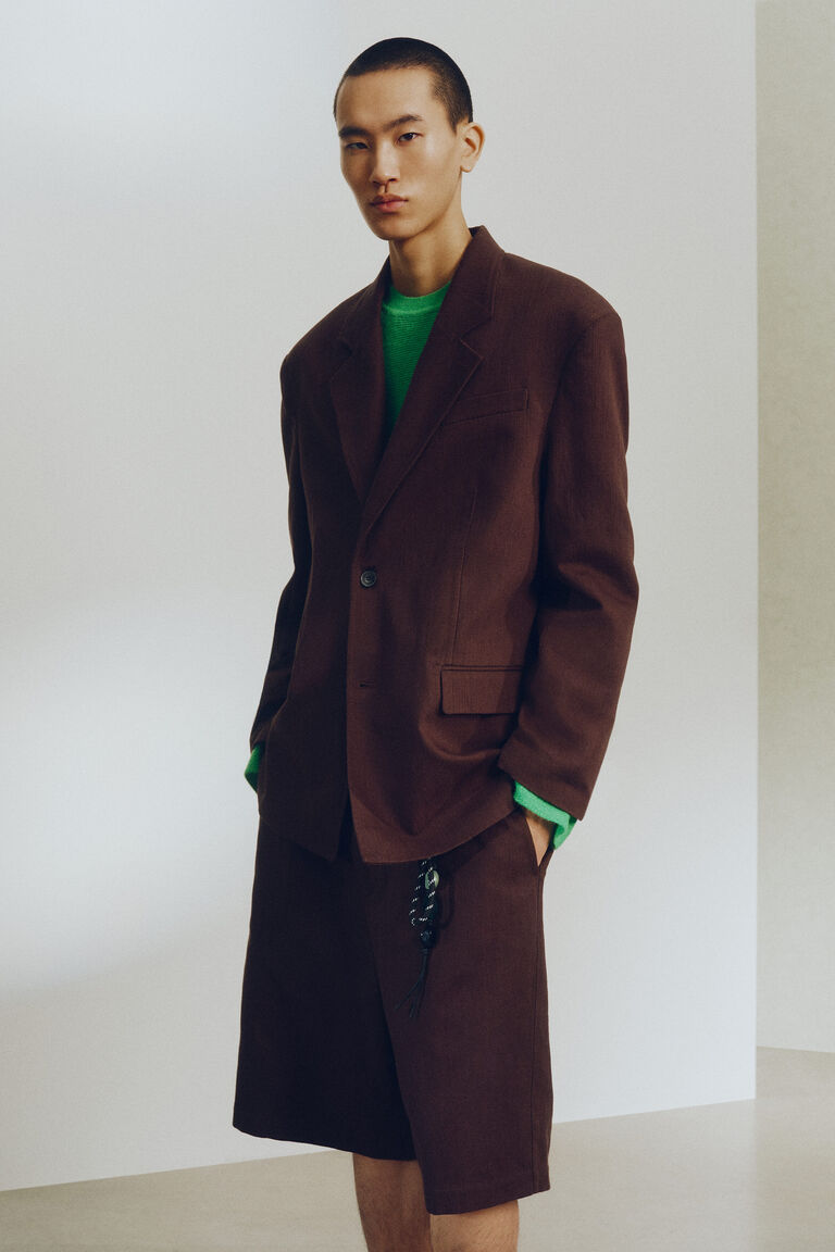 Relaxed Fit Single-breasted linen jacket