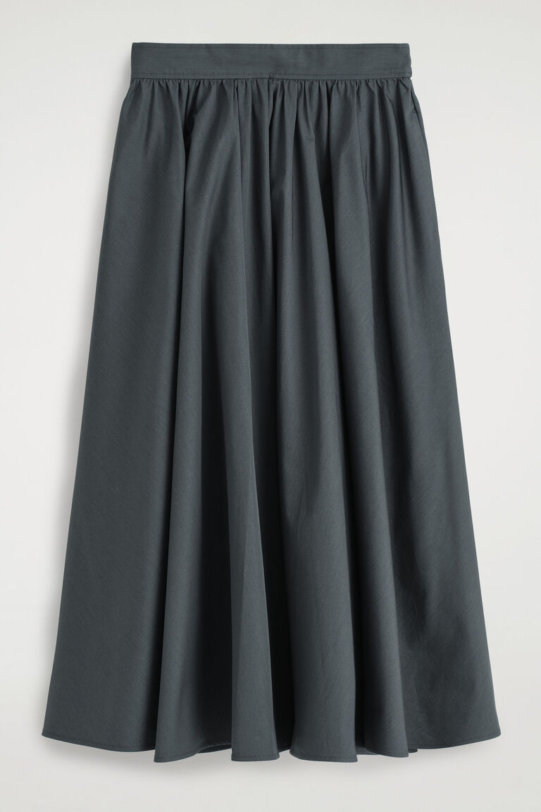GATHERED A-LINE MIDI SKIRT