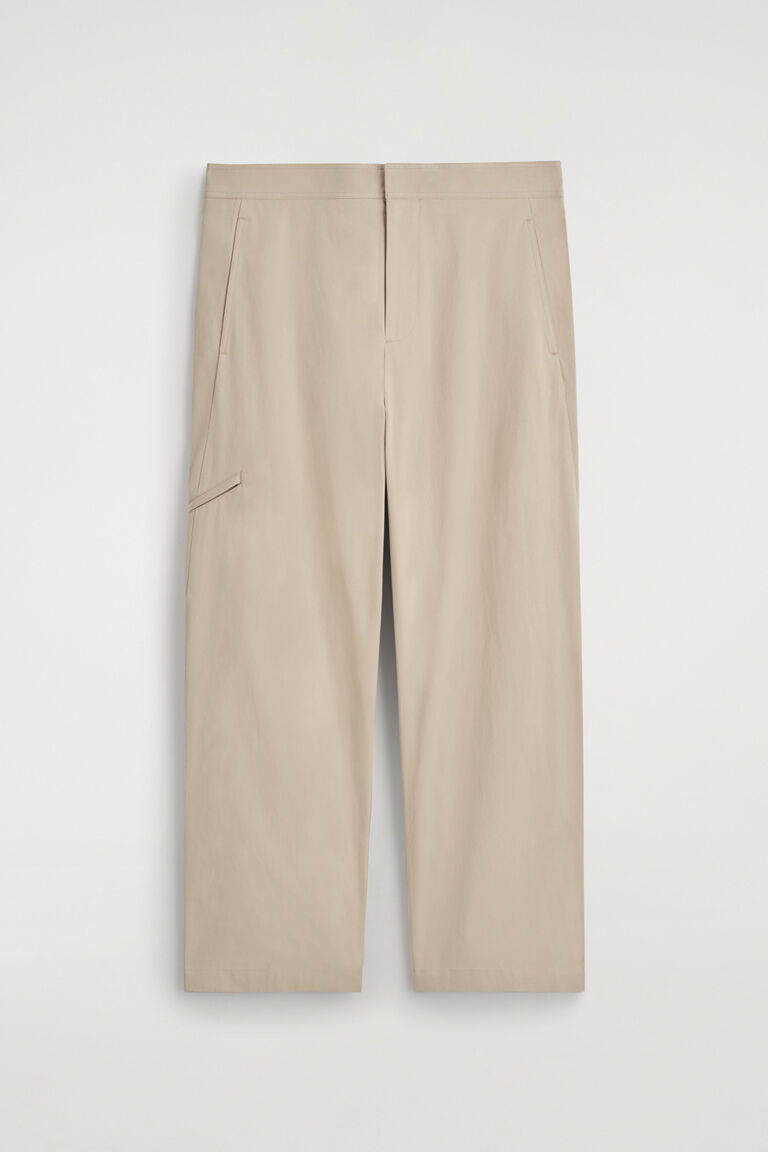 BARREL-LEG COTTON UTILITY  TROUSERS