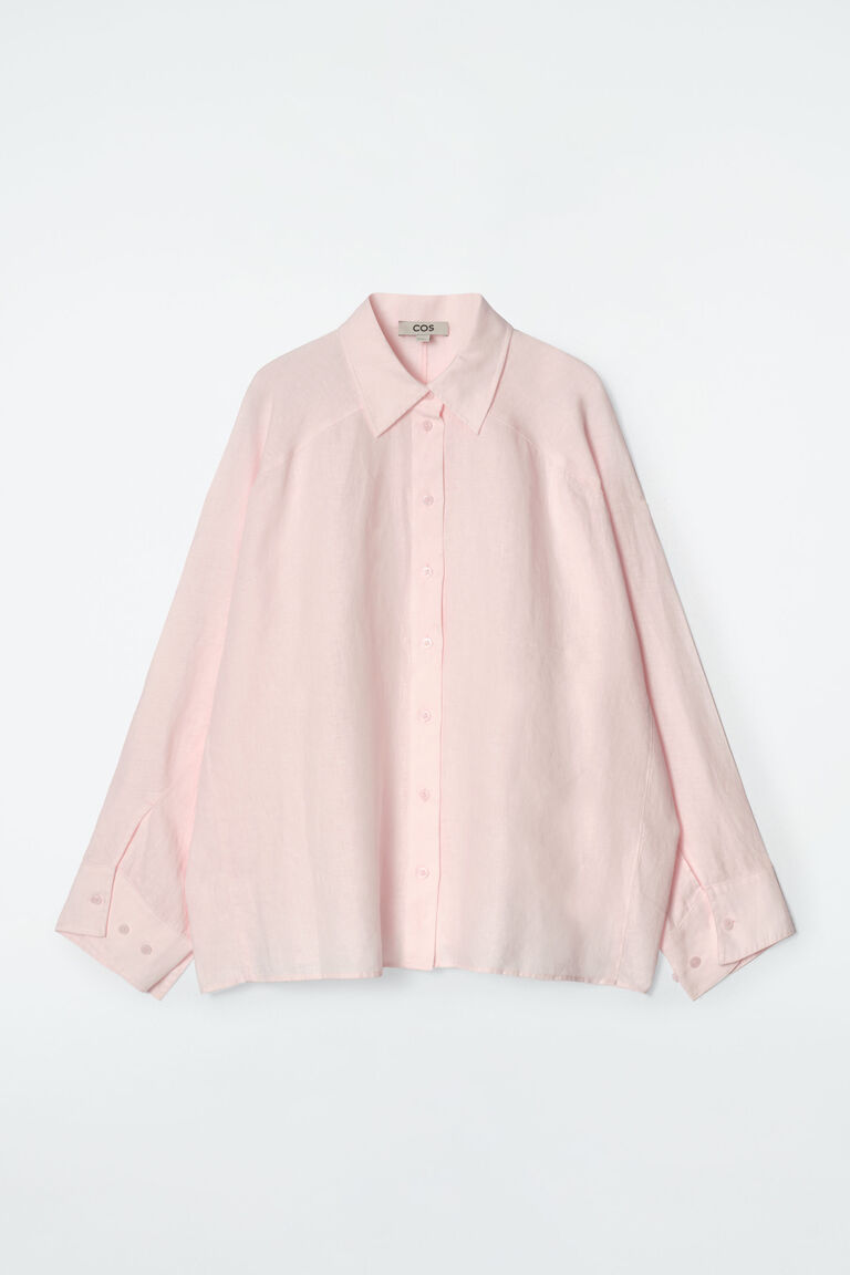 เสื้อเชิ้ตแขนสั้น ผ้าลินิน ทรงหลวม